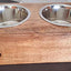 Wooden Elevated Bowl Stand + Two Stainless Steel Bowls