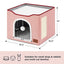 Foldable Cat Cave House With Fluffy Ball 16.5" x 16.5" x 14"