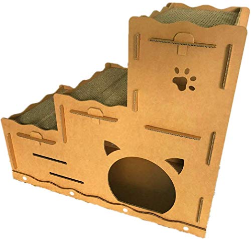 Cat Three-Story Wooden Cardboard Scratcher House