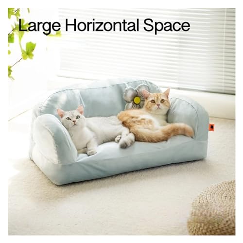 Fur Winter Pet Cat Nest Sofa Modern Puppy Small Animal Kitten Dog Bed Couch Cushion Bedding Indoor Kennel House Dog Houses (Color : L Blue)