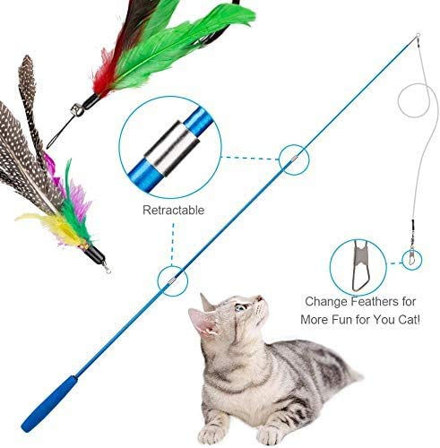 Cat Retractable Feather Teaser Wand Toy