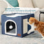 Foldable Cat Cave House With Fluffy Ball 16.5" x 16.5" x 14"