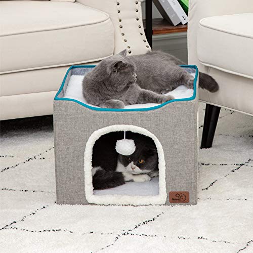 Foldable Cat Cave House With Fluffy Ball 16.5" x 16.5" x 14"