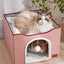 Foldable Cat Cave House With Fluffy Ball 16.5" x 16.5" x 14"