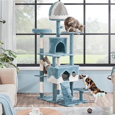 Cat 72.5" Ocean-Themed Multi-Level Sisal Tree Tower