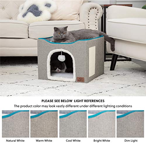 Foldable Cat Cave House With Fluffy Ball 16.5" x 16.5" x 14"