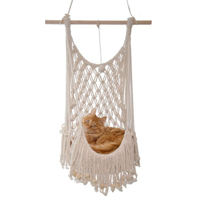 SSDHUA Handwoven Cotton Cat Dog Hammock, Indoor Outdoor Decor, Fits Small Breeds