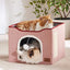 Foldable Cat Cave House With Fluffy Ball 16.5" x 16.5" x 14"