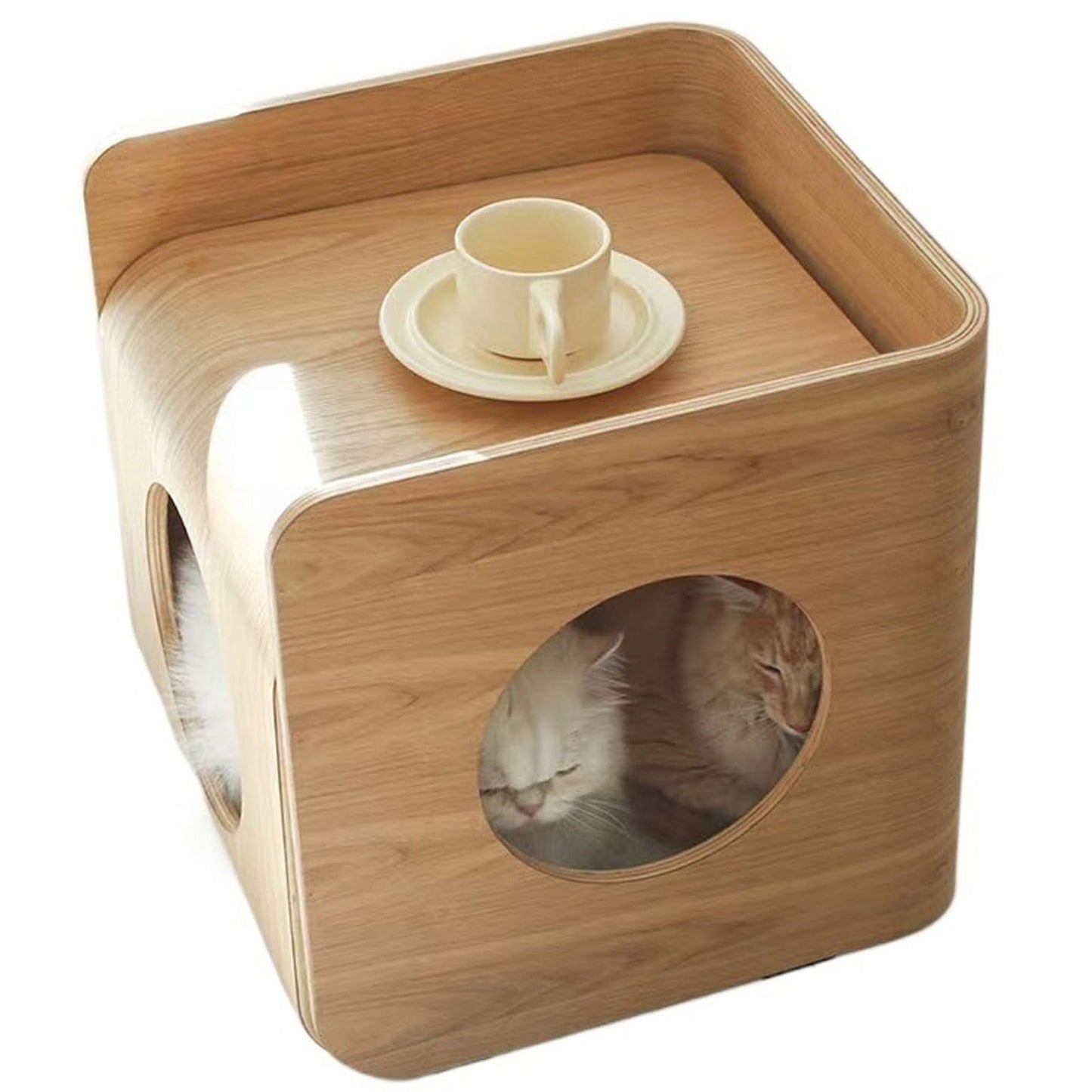 Multipurpose Wooden Side Table Cat Cave