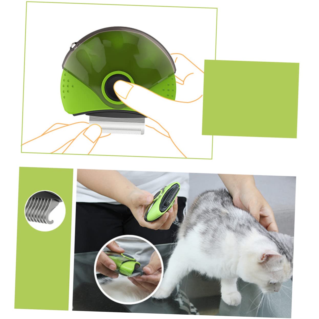 Pet Triple Rotating Dematting Rake Deshedder Brush & Grooming Comb