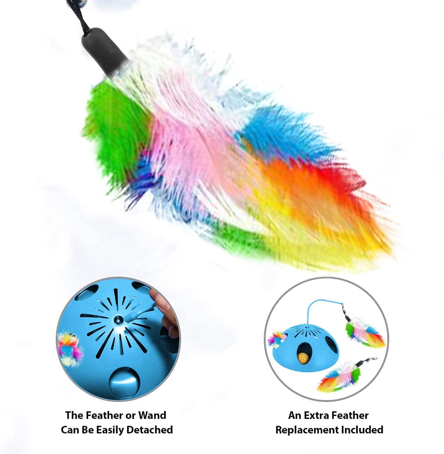 3-in-1 Automatic Feather & Bell Cat Toy