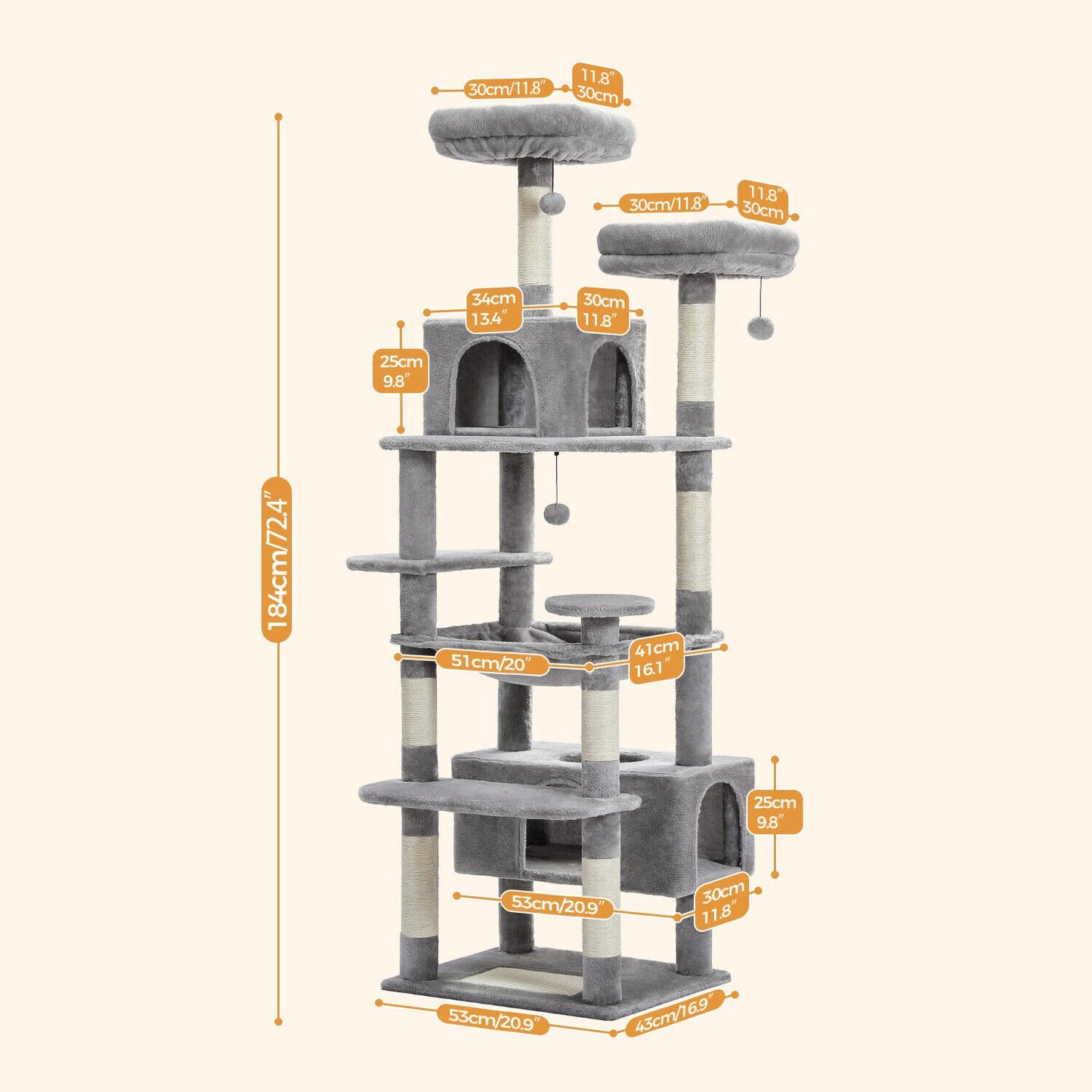 Cat 72" Large Sisal-Covered Tree Tower