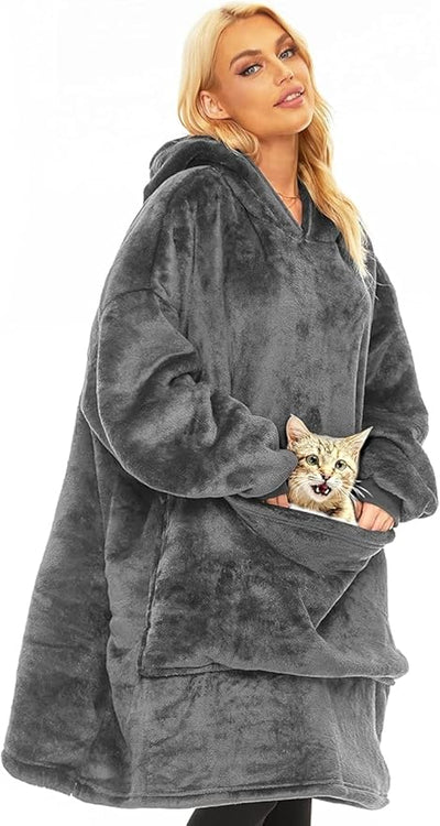 Oversized Heated Hoodie Blanket With Pet Pocket