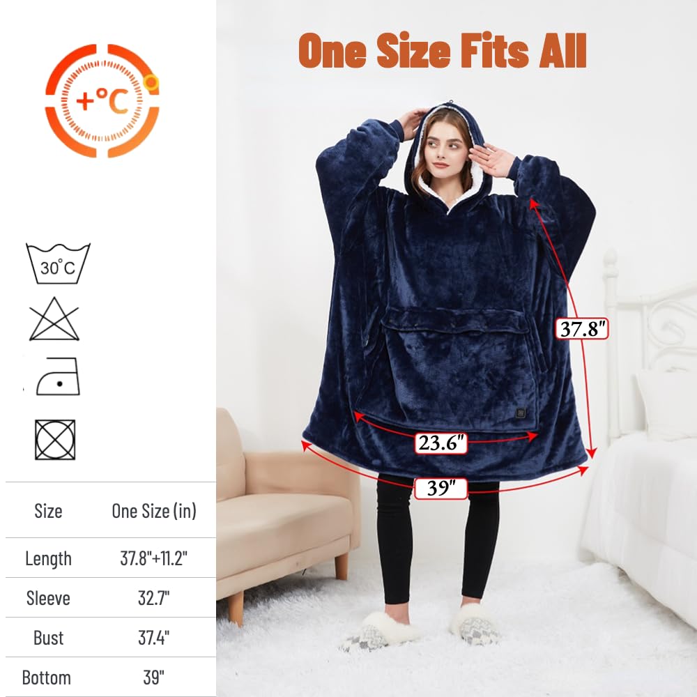 Oversized Heated Hoodie Blanket With Pet Pocket