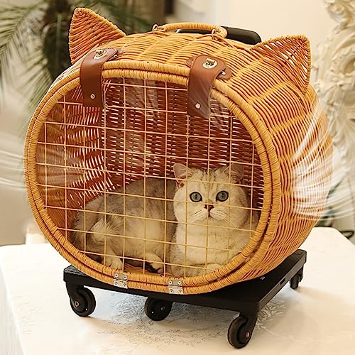 Pet Woven Trolley Suitcase Carrier On Wheels