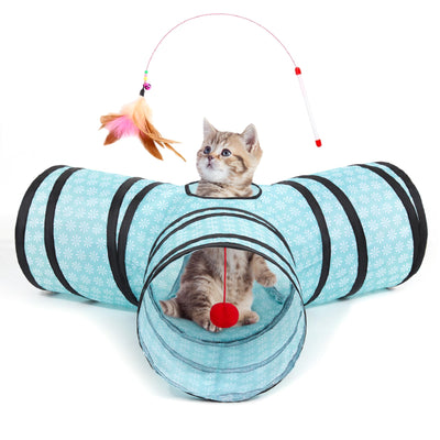 3 Way Collapsible Cat Tunnel Toy