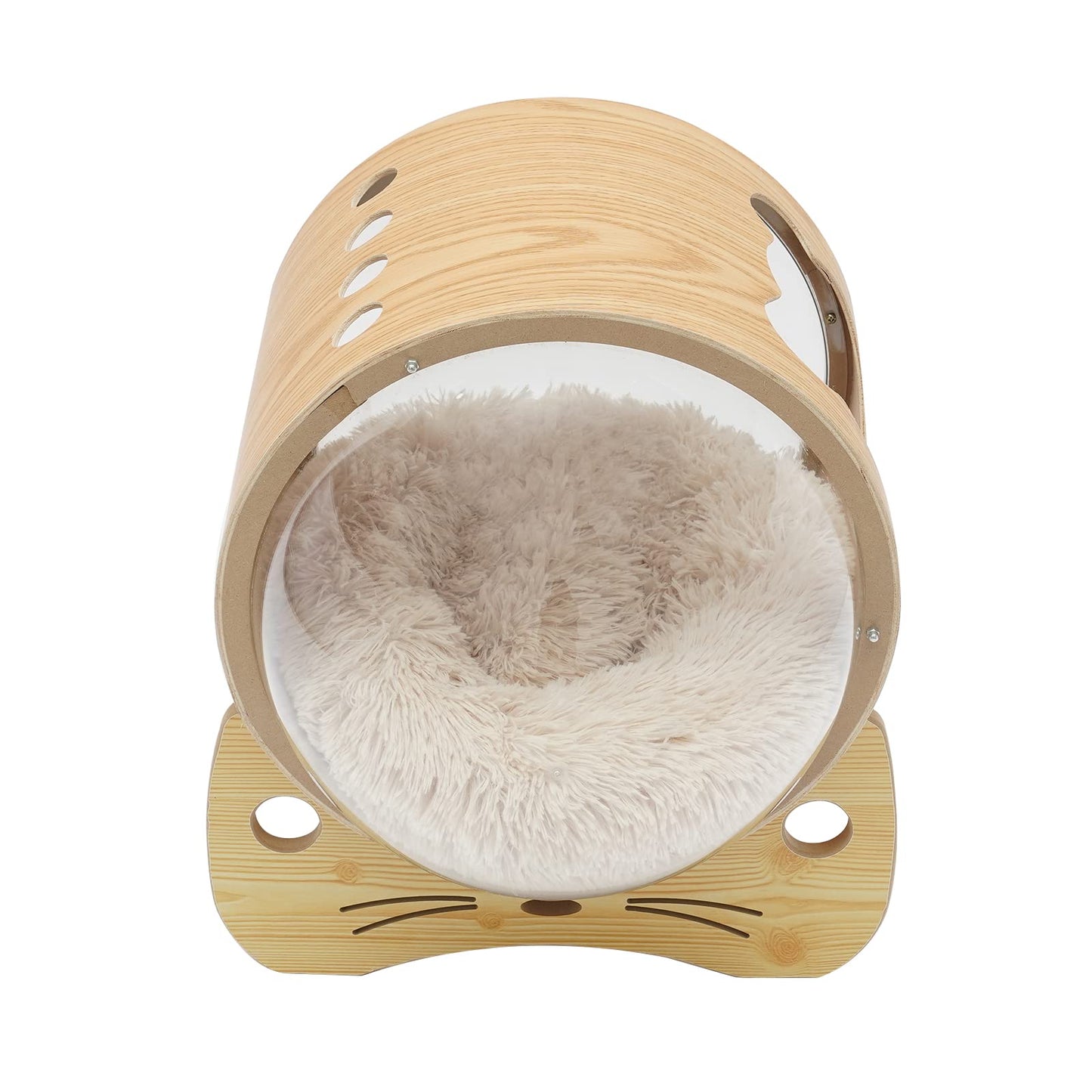 Cat Wooden Bed Transparent Spaceship Capsule