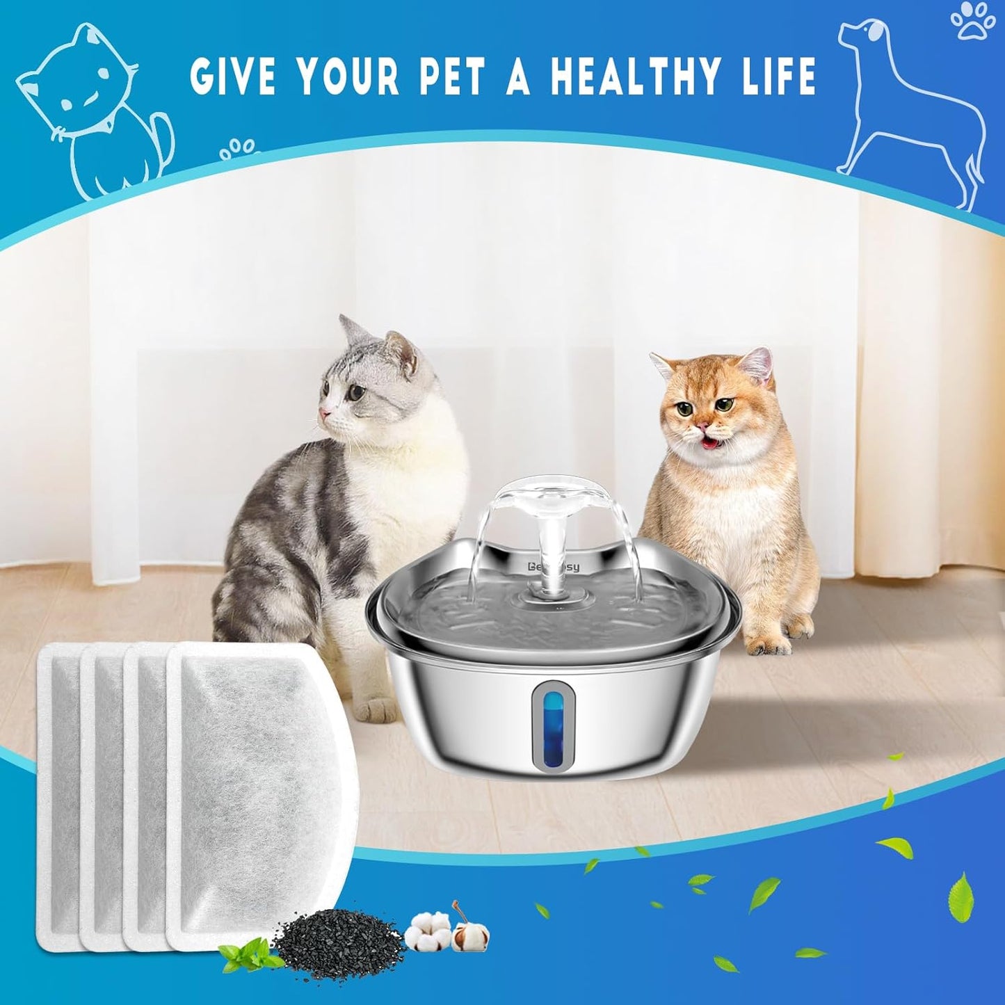 Pet  Stainless Steel Ultra Quiet Water Fountain