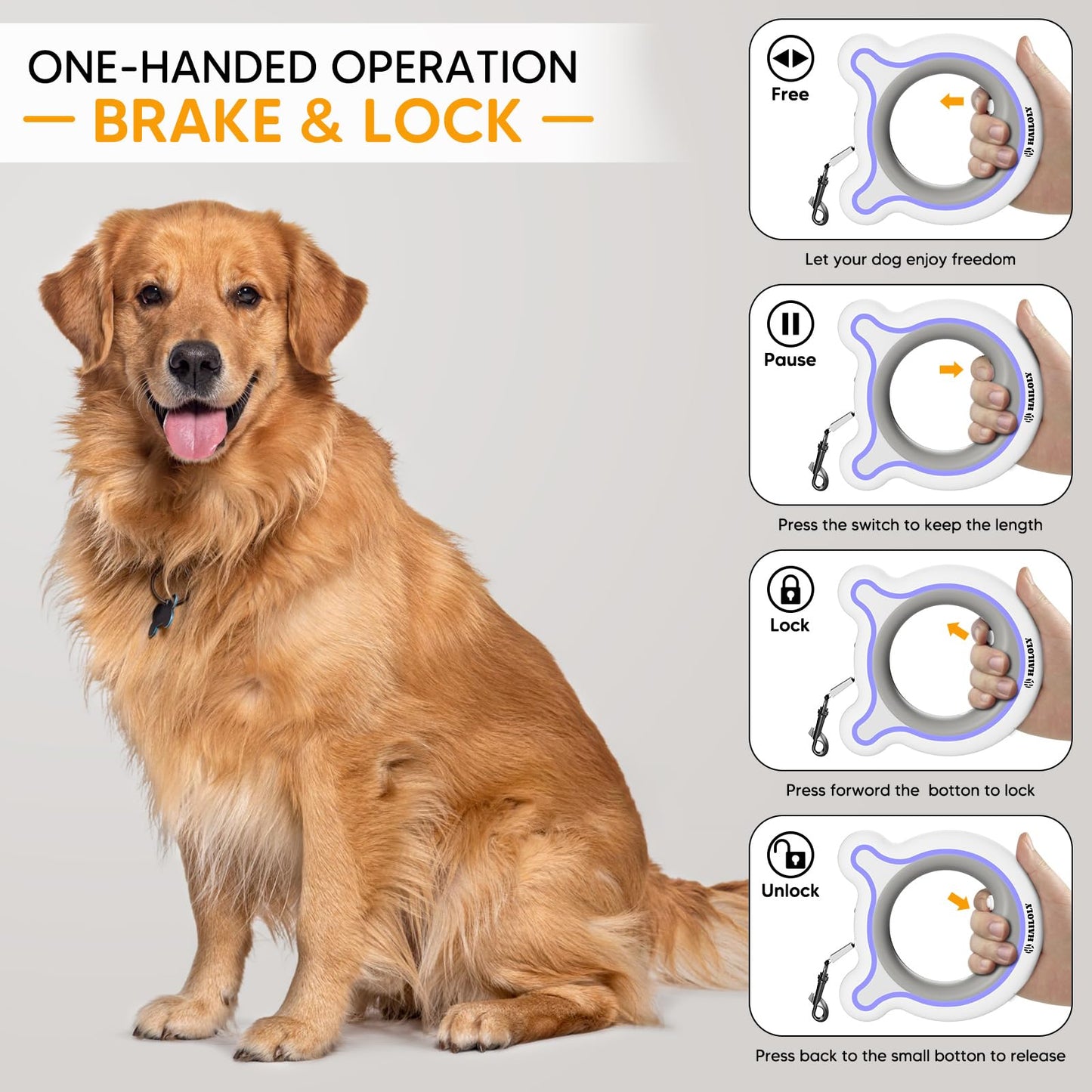 Dog Hands-Free Retractable LED Leash