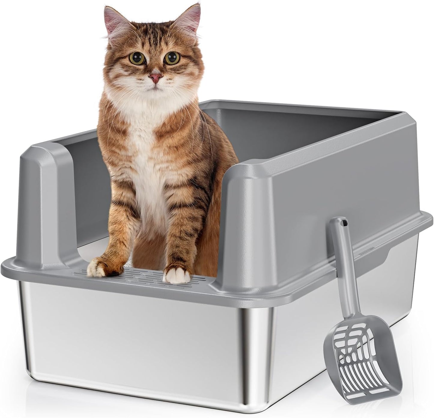 Cat Stainless Steel Enclosed Litter Box