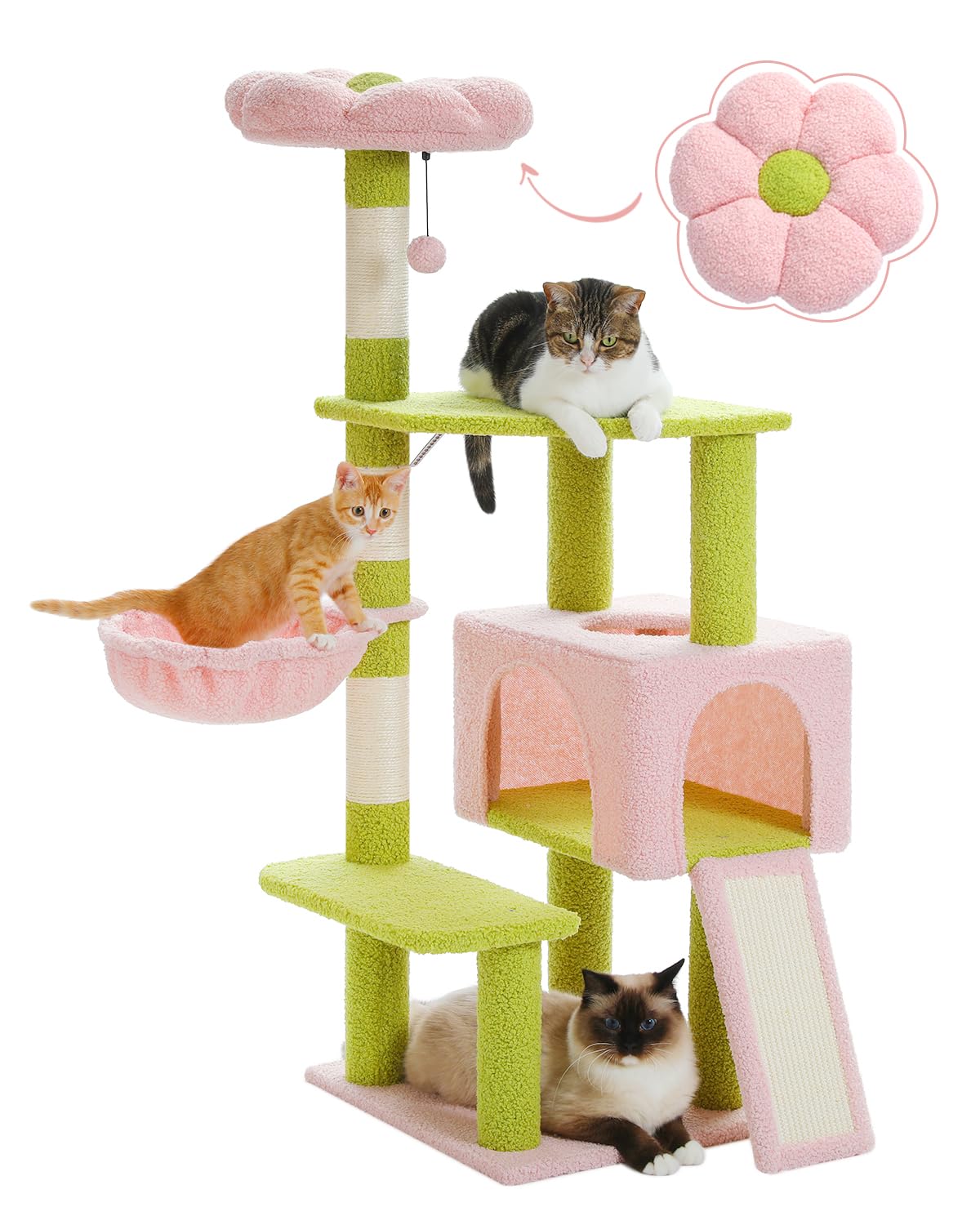 Cat Multi-Level 47.2" Sisal Flower Tower