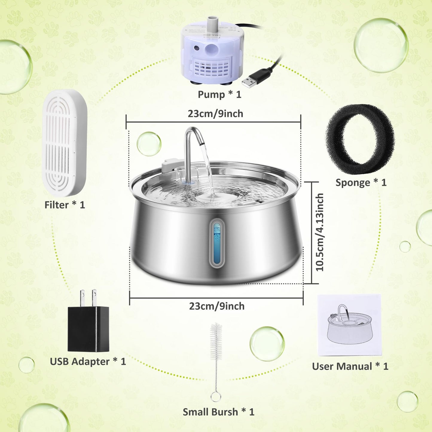 Cat 4L Stainless Steel Water Fountain