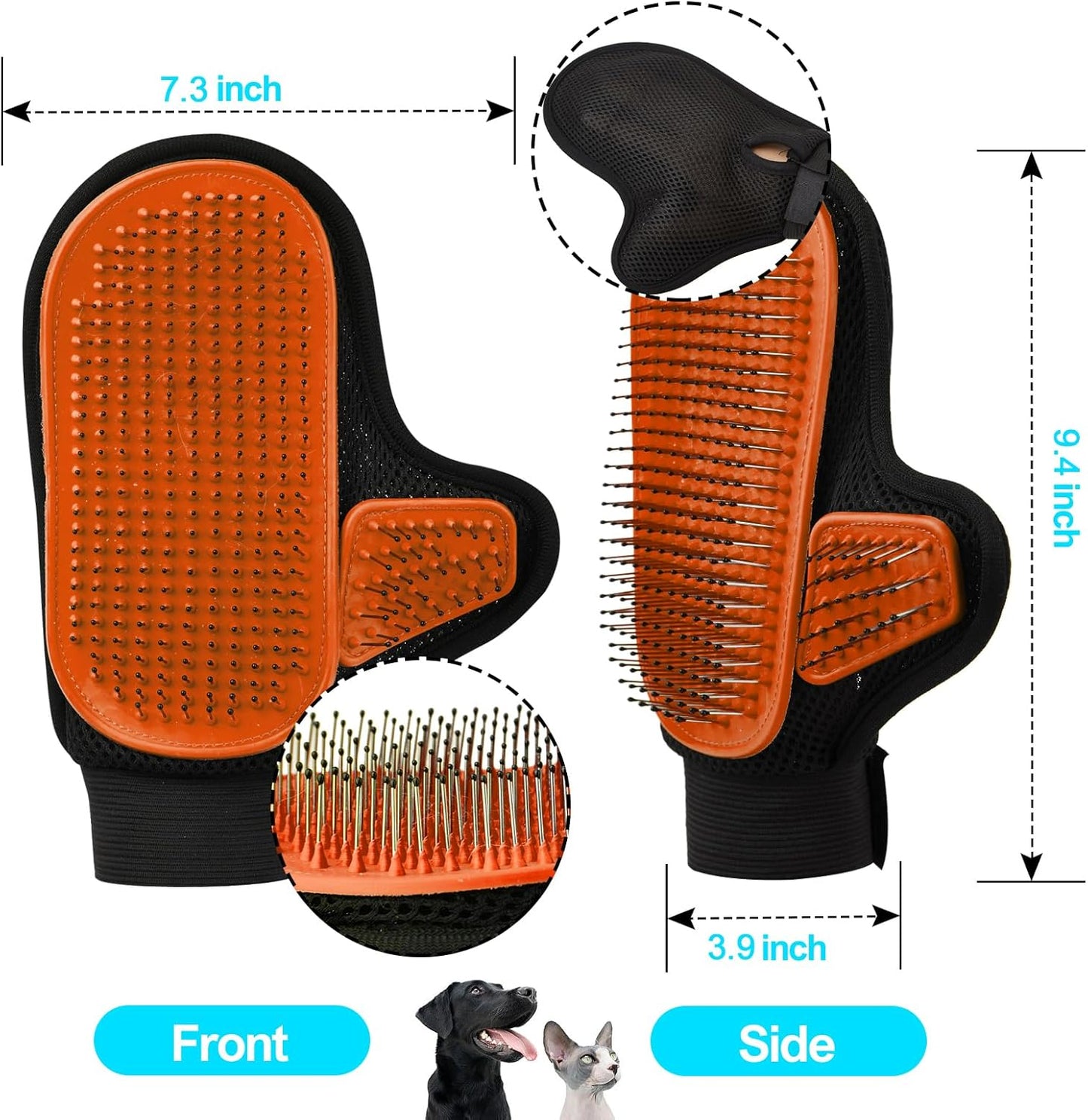 Pet Deshedding Pin Tip Brushing Glove