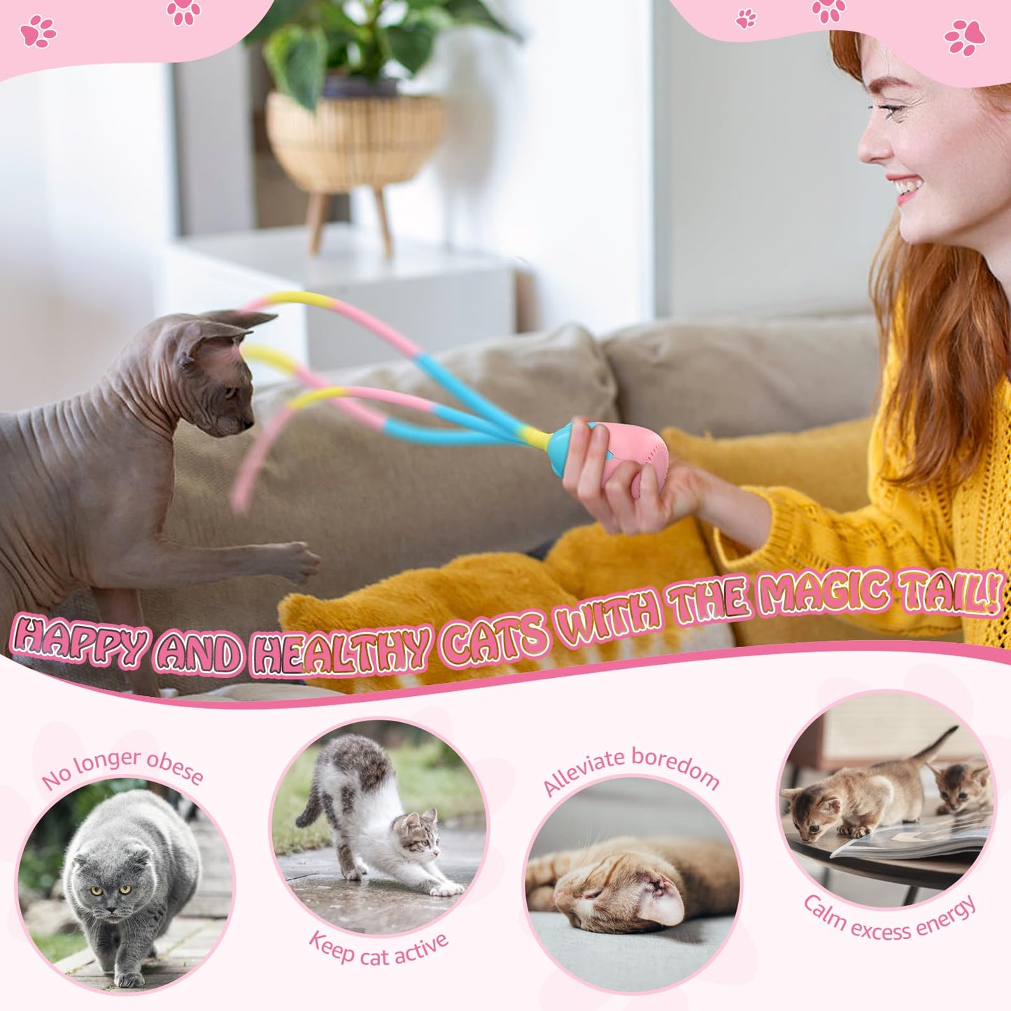 Cat Silicone Teaser Tail Toy