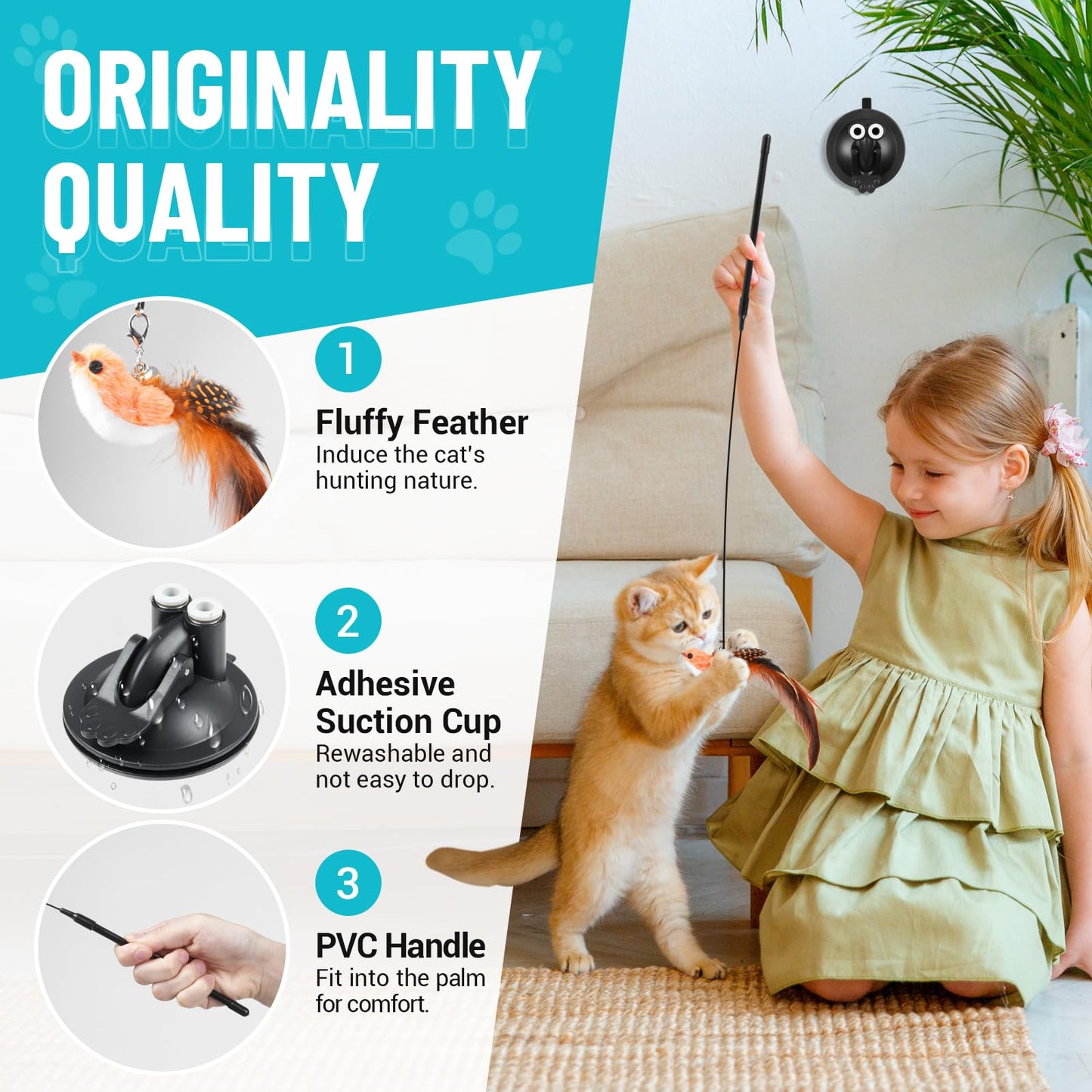 Cat Feather Bird Suction Cup Interactive Toy