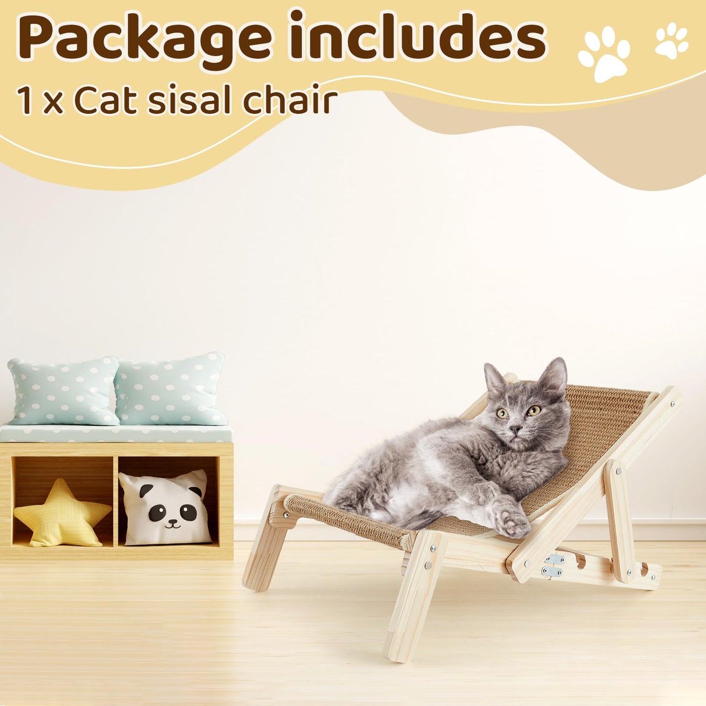 Cat Sisal Scratcher Hammock Wooden Chair