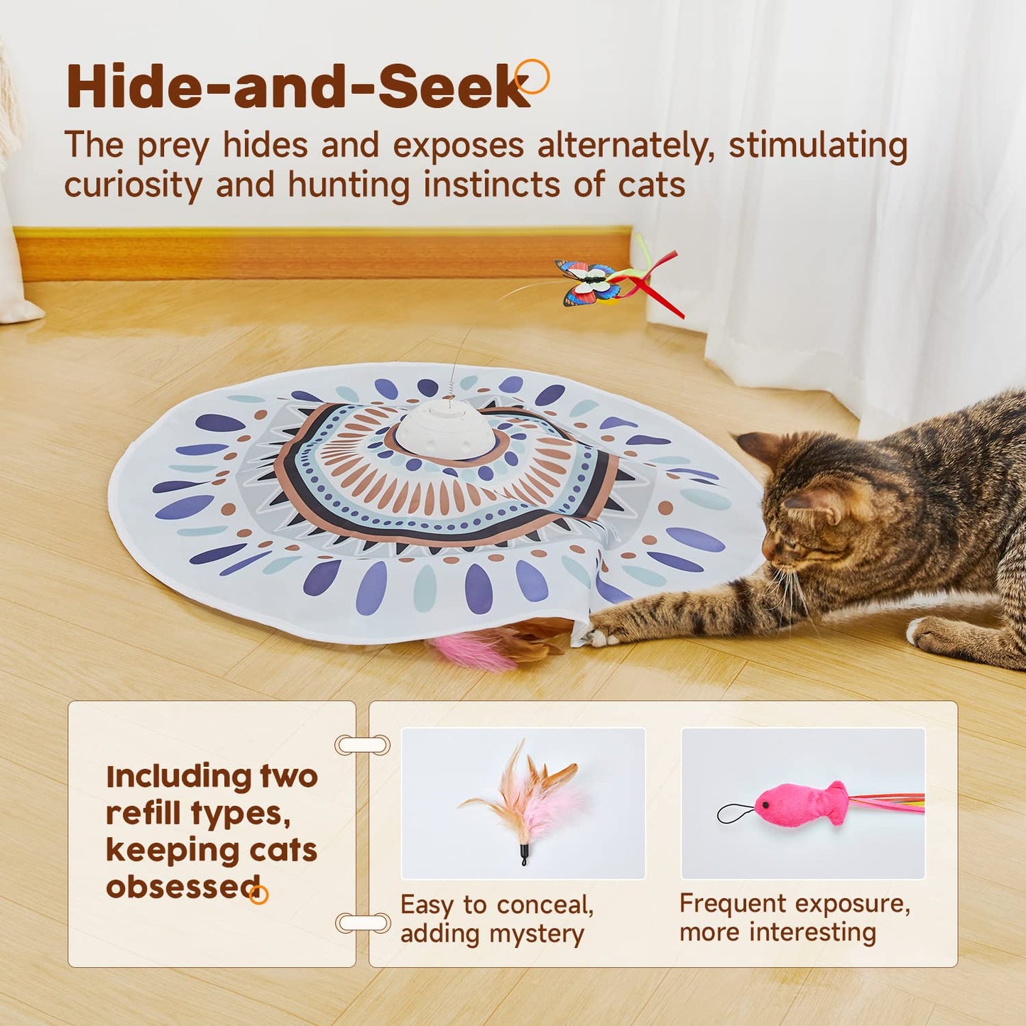 3 in 1 Hide & Seek Cat Wand Toy