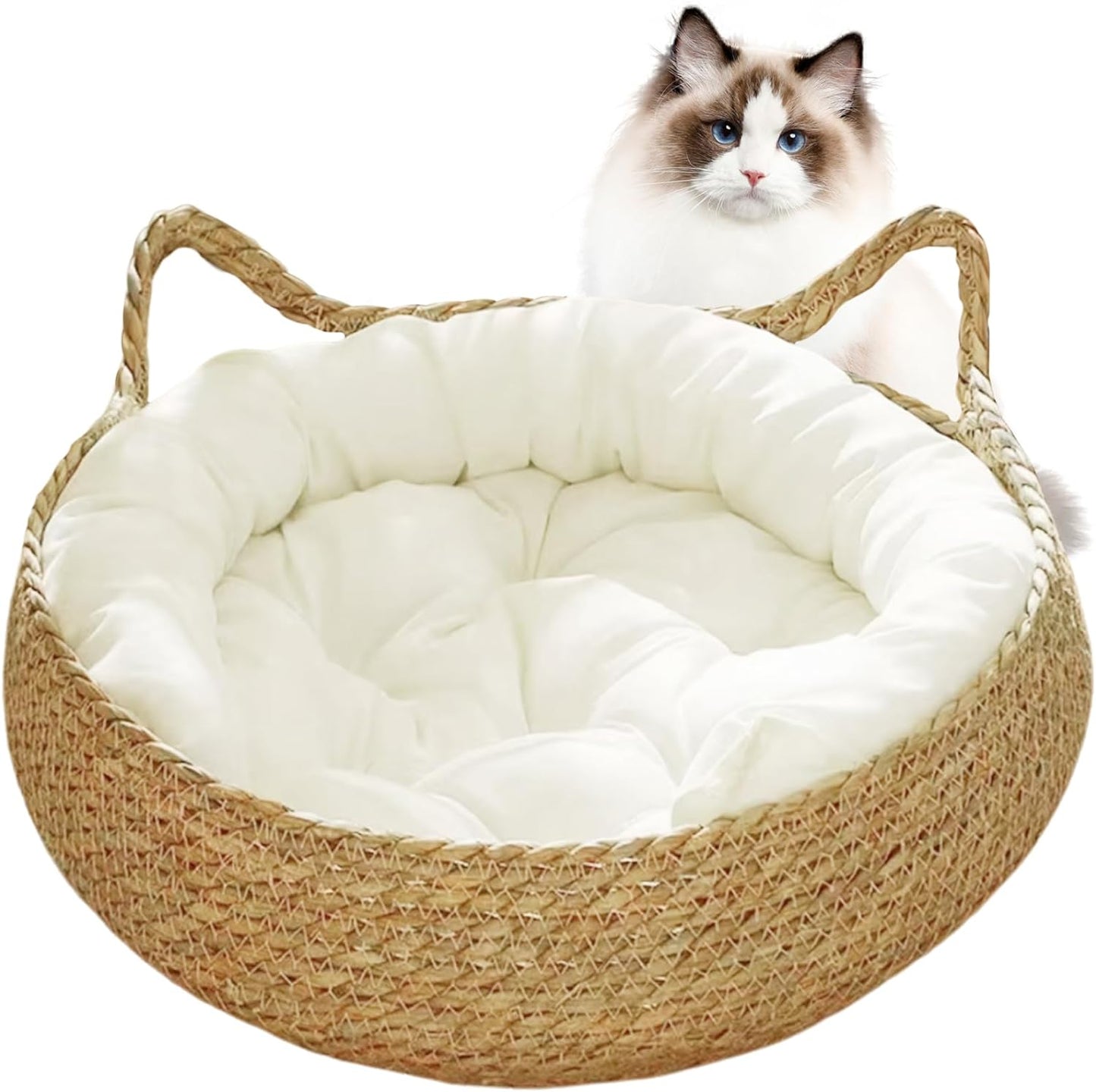 Cat Natural Straw Woven Nest Bed