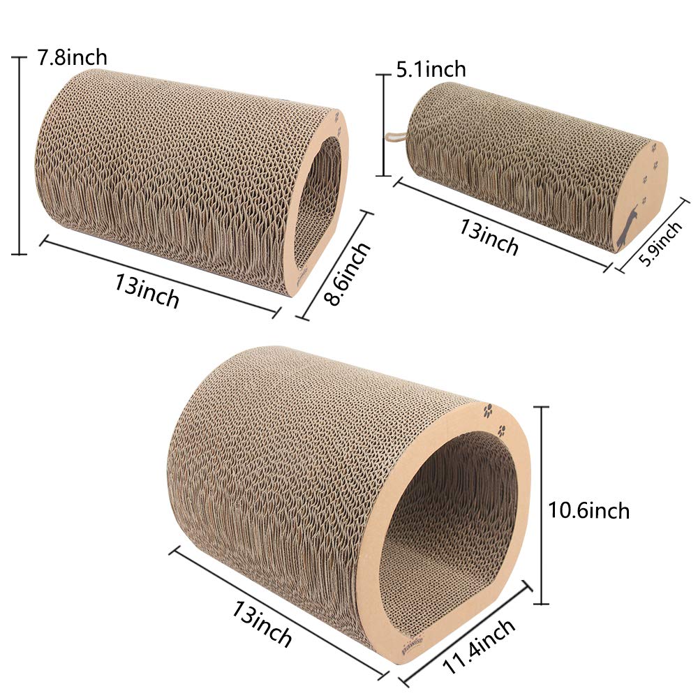 3-in-1 Cat Reversible Cardboard Scratcher Tube