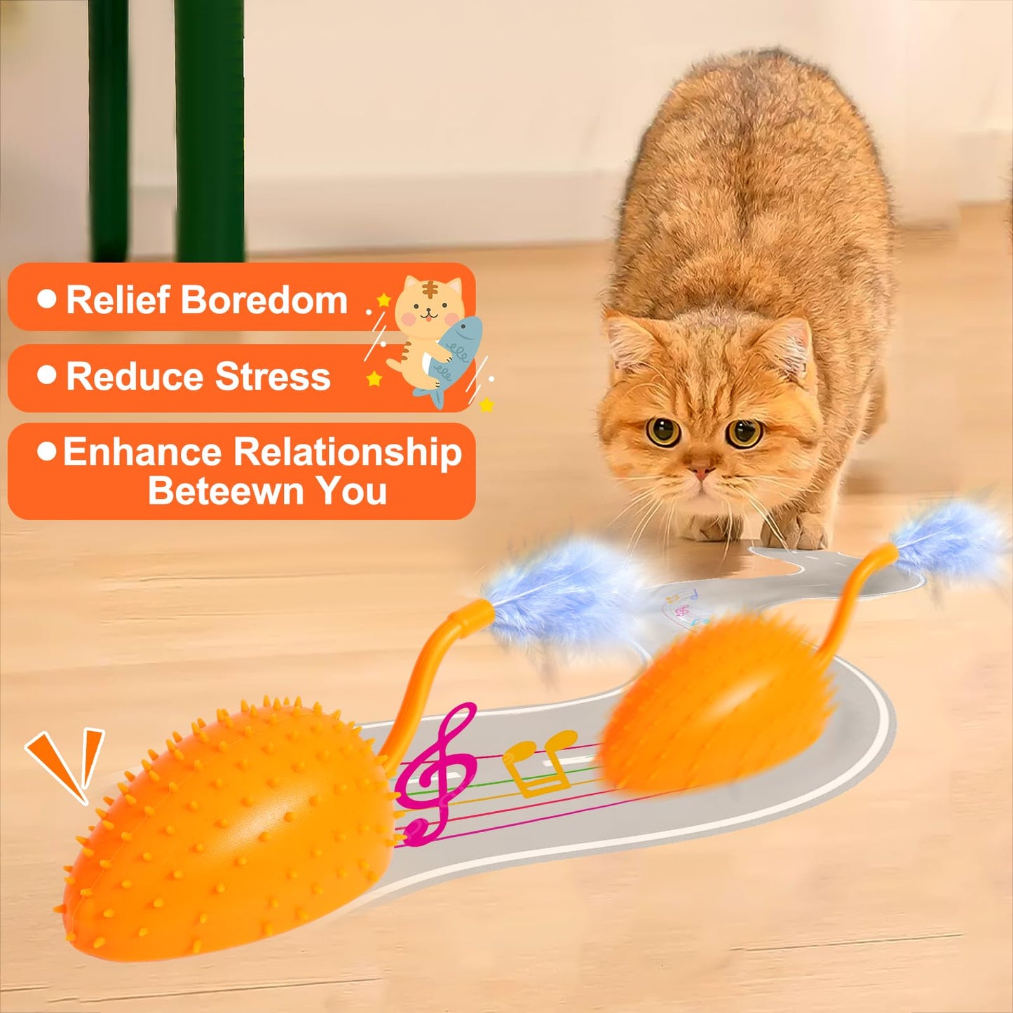 Cat Automatic Mouse Tail Feather Toy