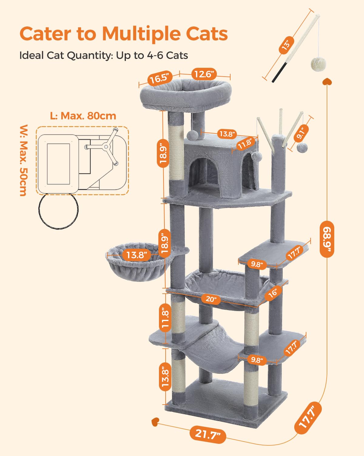Cat 69'' Sisal Scratching Tree Tower