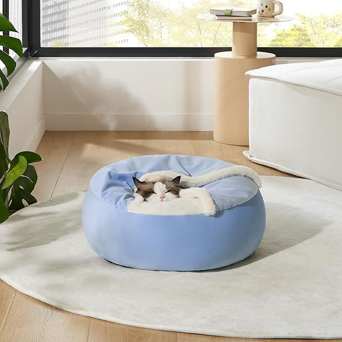 Cat 20" Round Plush Covered Cave Bed