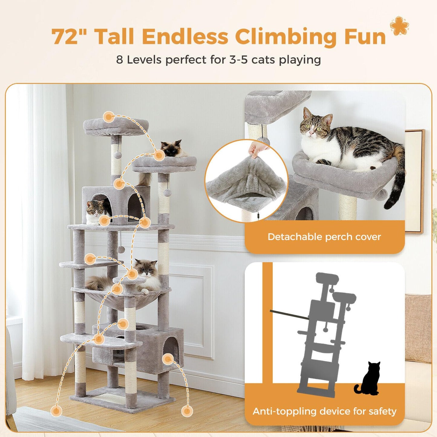 Cat 72" Large Sisal-Covered Tree Tower