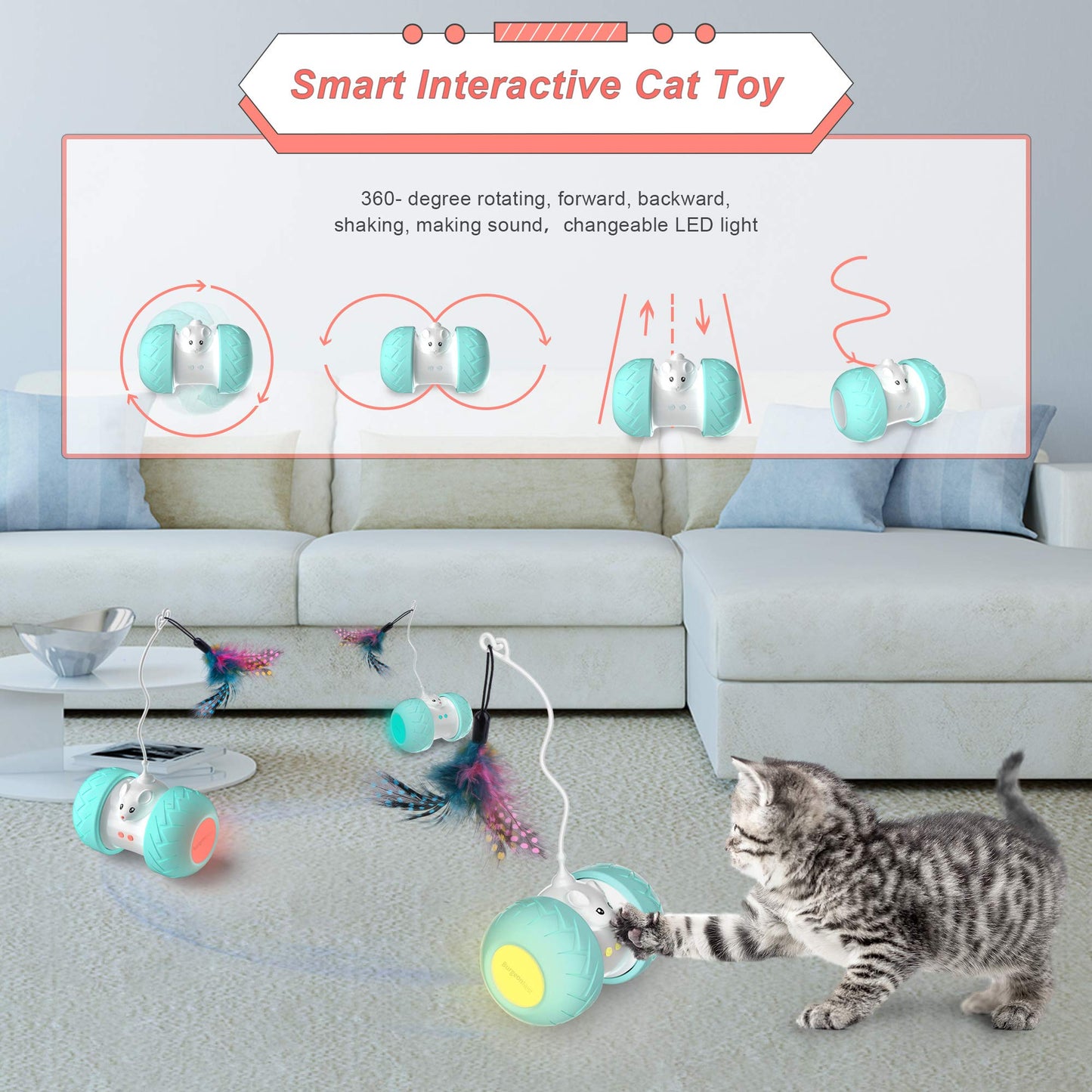 Cat Automatic Mouse Feather Toy