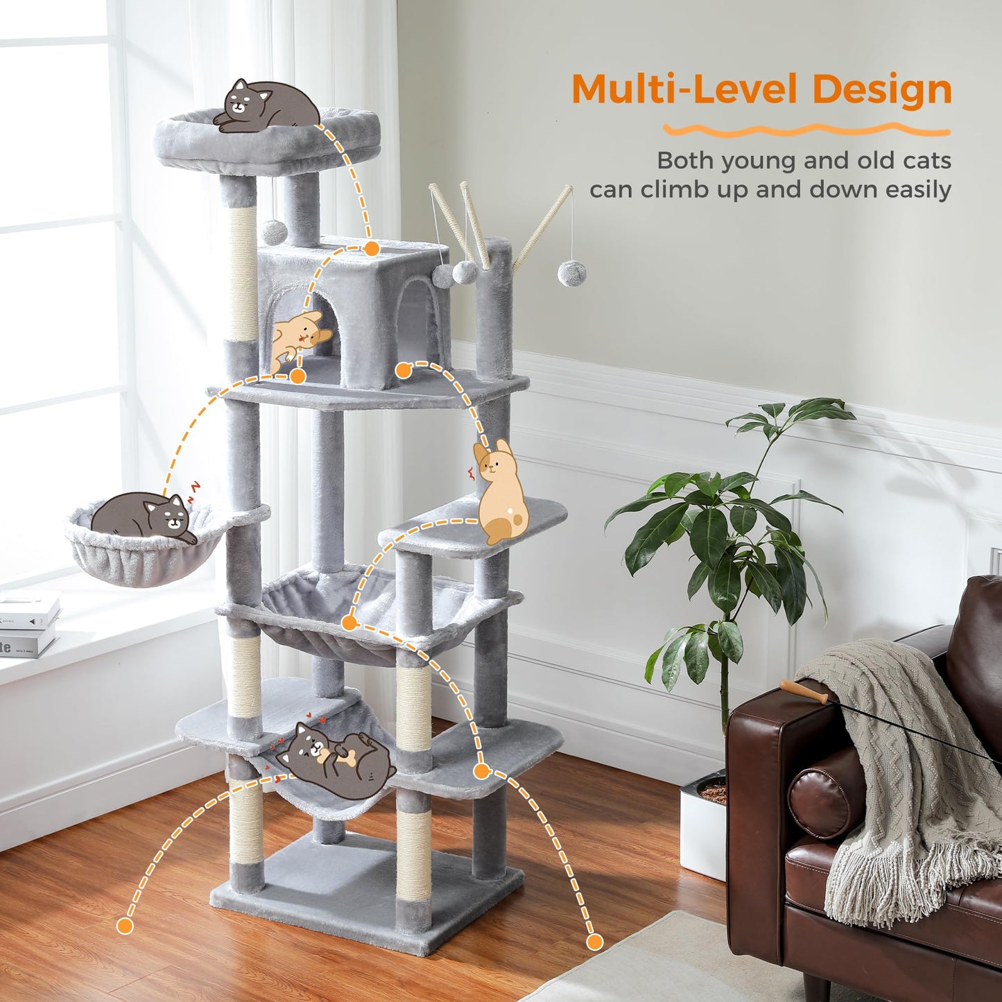 Cat 69'' Sisal Scratching Tree Tower