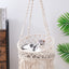 MEWOOFUN Macrame Cat Hammock, Hanging Cat Bed Hammock Cat Swing for Indoor Cats, Boho Cat Swing Bed for Sleeping, Playing, Climbing, and Lounging (Beige)