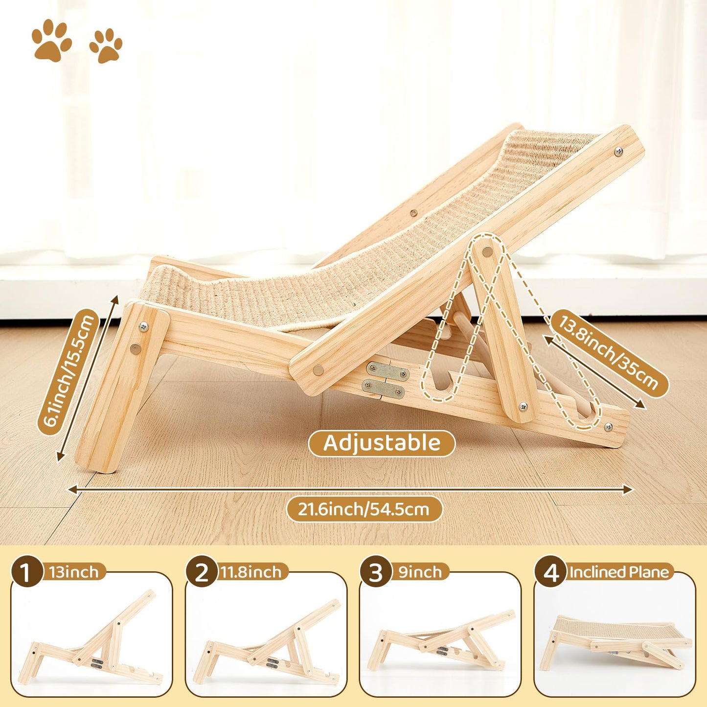 Cat Sisal Scratcher Hammock Wooden Chair