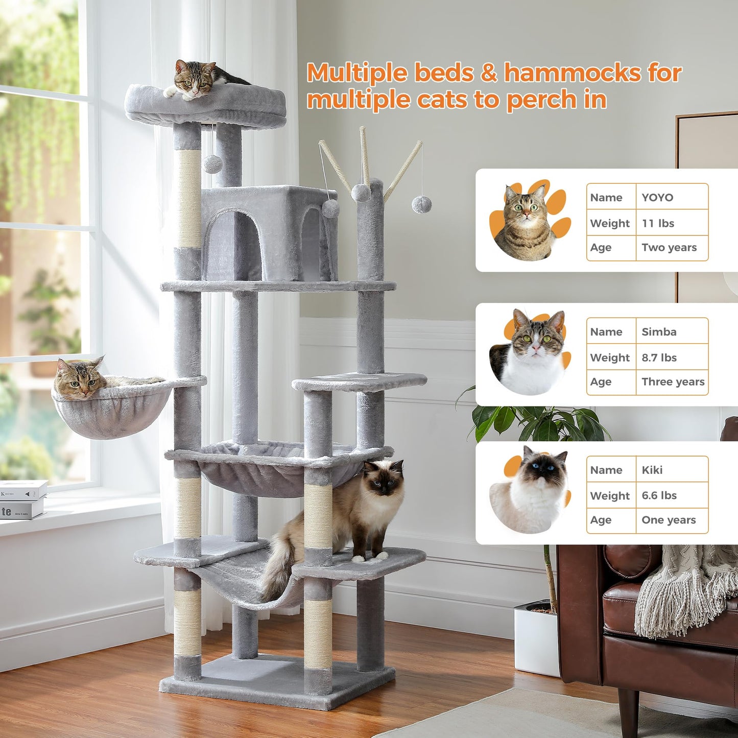 Cat 69'' Sisal Scratching Tree Tower