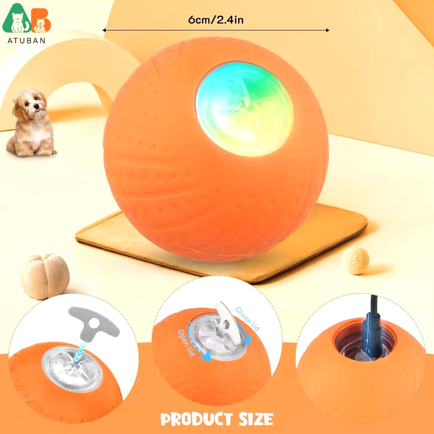 Smart Interactive Pet Ball With LED Lights