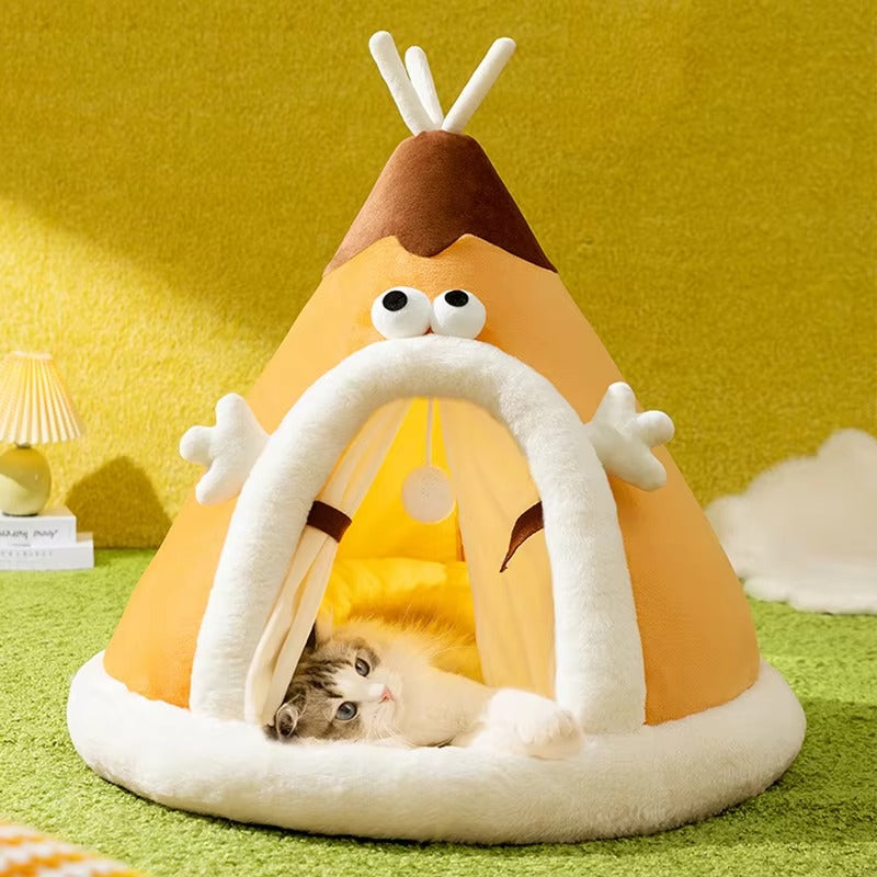 Pet Plush Tippy Tent Cave Bed