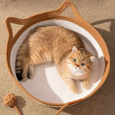 Cat Woven Rope Rattan Basket Bed