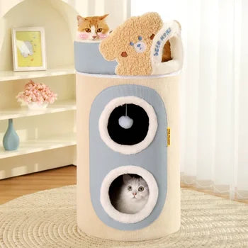 2 Story Cat Barrel Pet Soft Fabric House