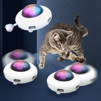 Cat Automatic UFO Turntable Chasing Feather Toy