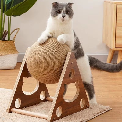 Cat Rolling Sisal Scratcher Wooden Toy