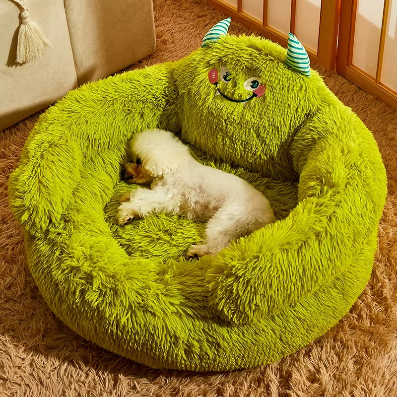 Pet Plush Bolster Monster Bed