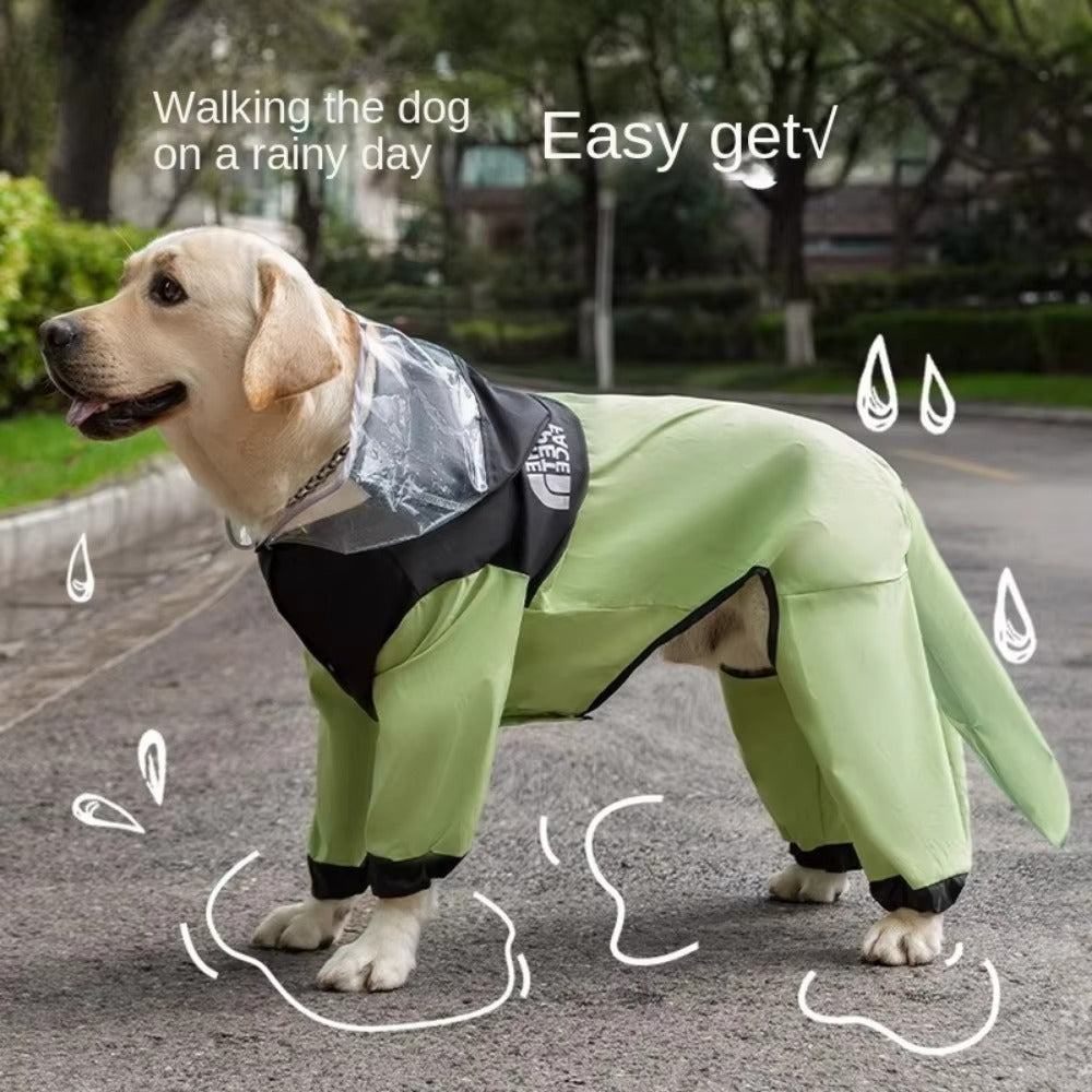 Dog Waterproof Hooded PetFace Raincoat